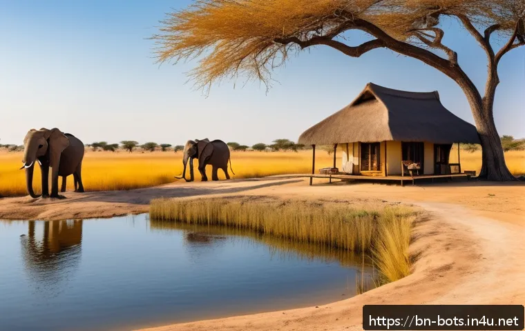 보츠와나 국립공원 입장료 및 예약 방법 - A serene Botswana safari scene during the dry season between May and October, showcasing sparse gold...